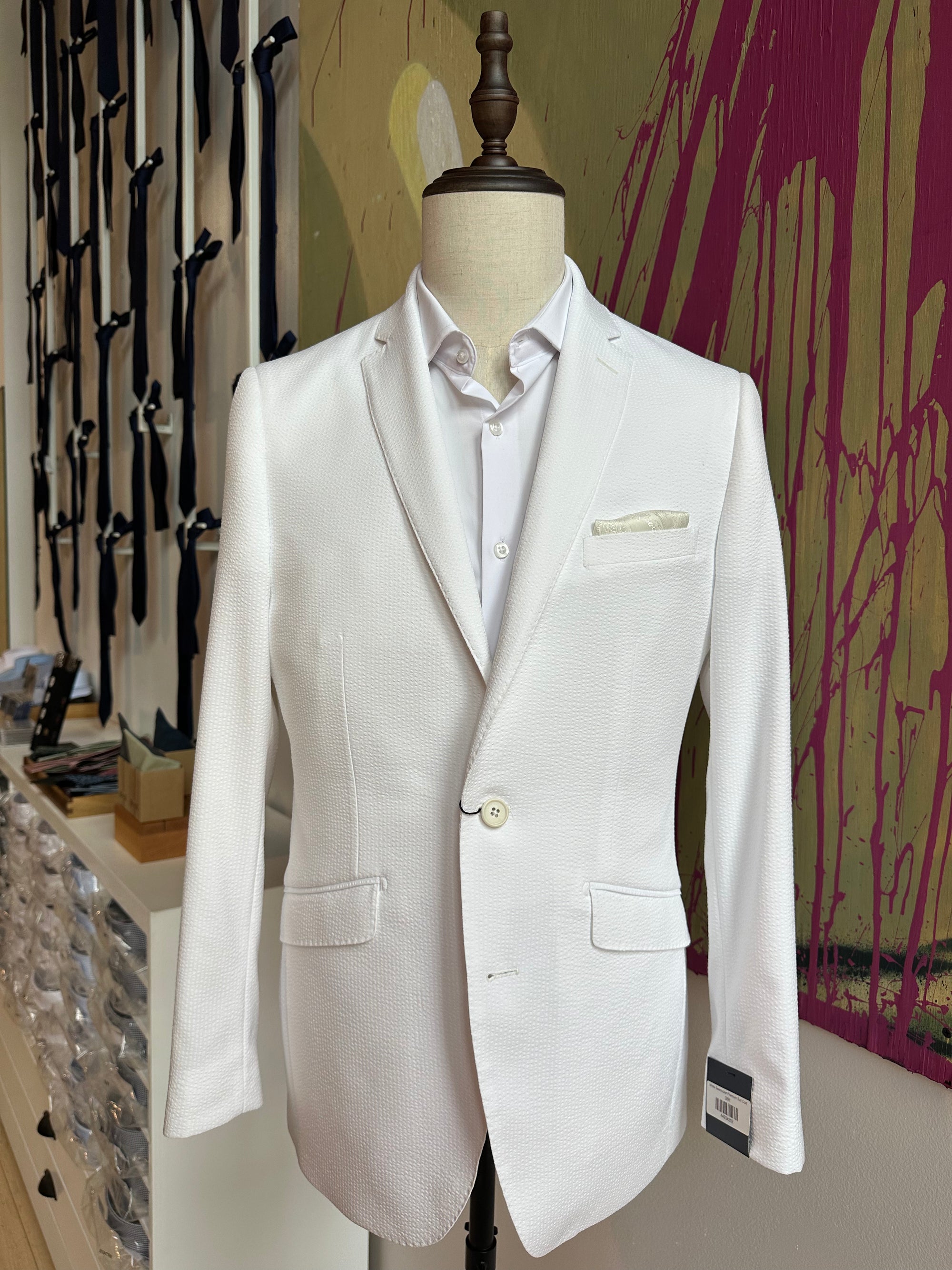 White Seersucker Premium Suit Coat - Main Image