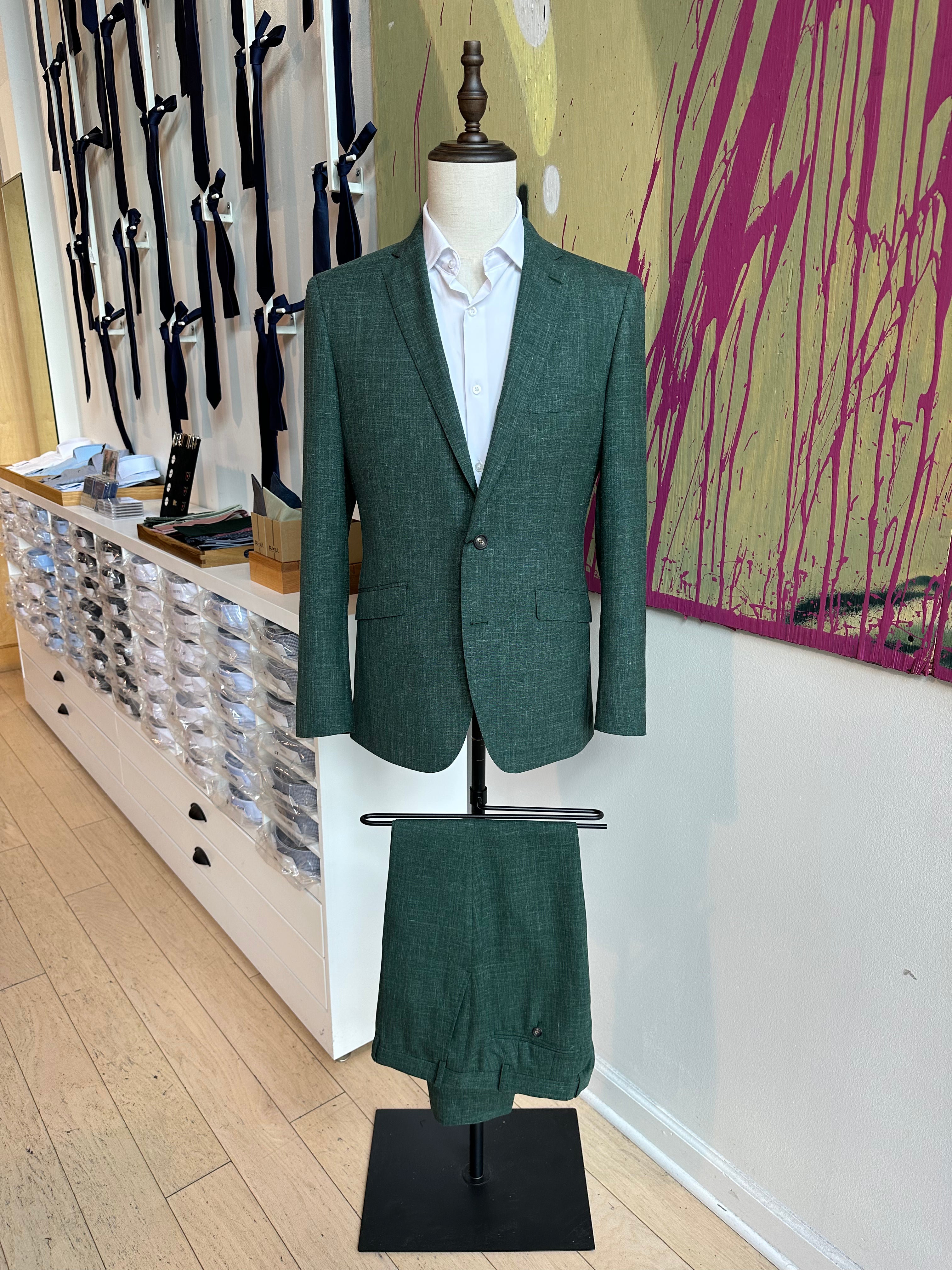 Dark Green Linen Blend Loro Piana Suit – Pursuit