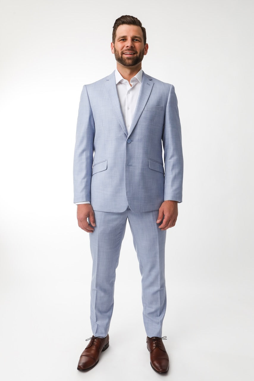Men's Light Sky Blue Suit 40R Jacket Slim Fit Formal Business Wedding  Tailored | eBay